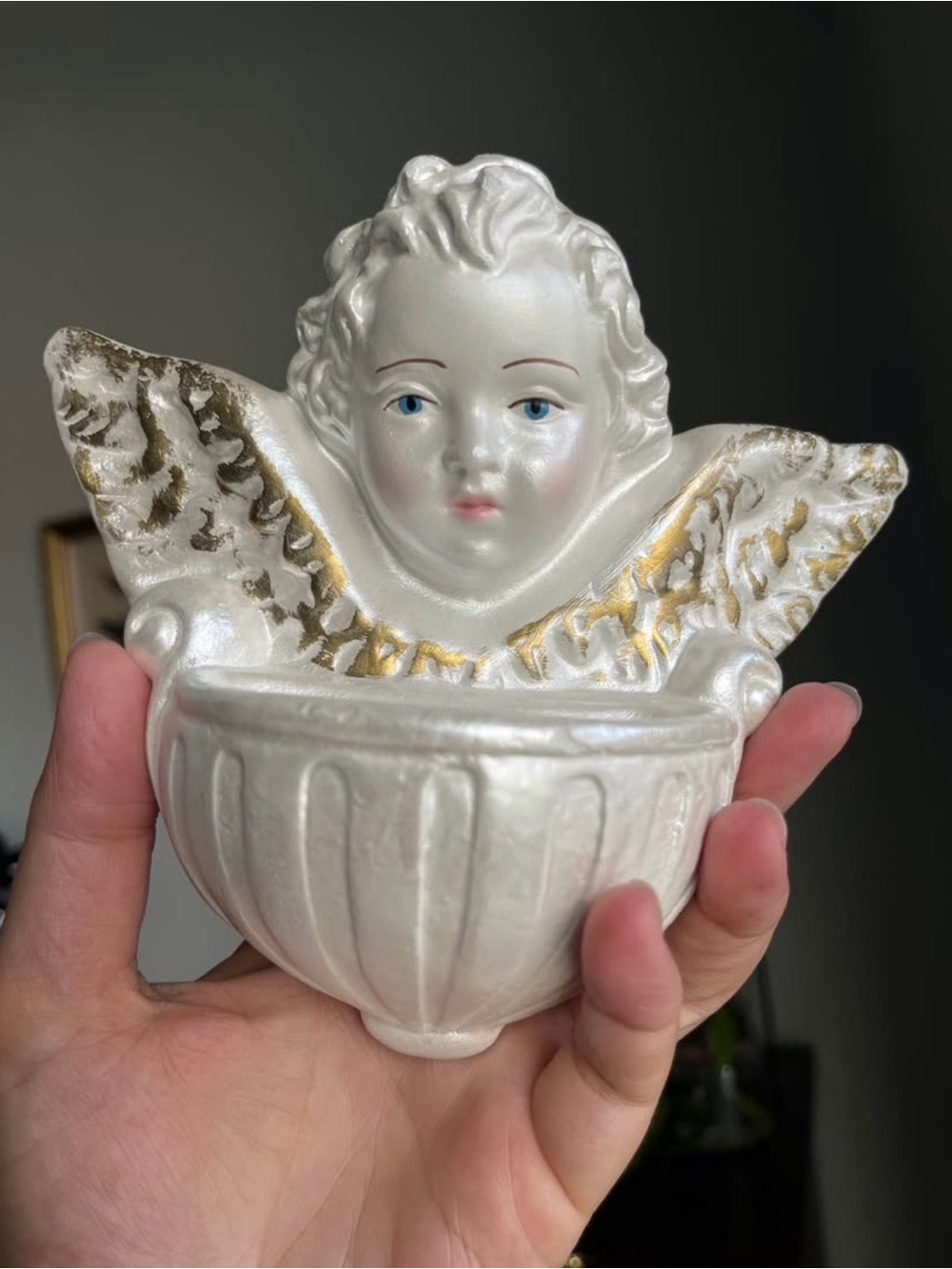 Vintage Cherub Wall Holy water | Pocket Planter | Made in Italy | Romantic Decor